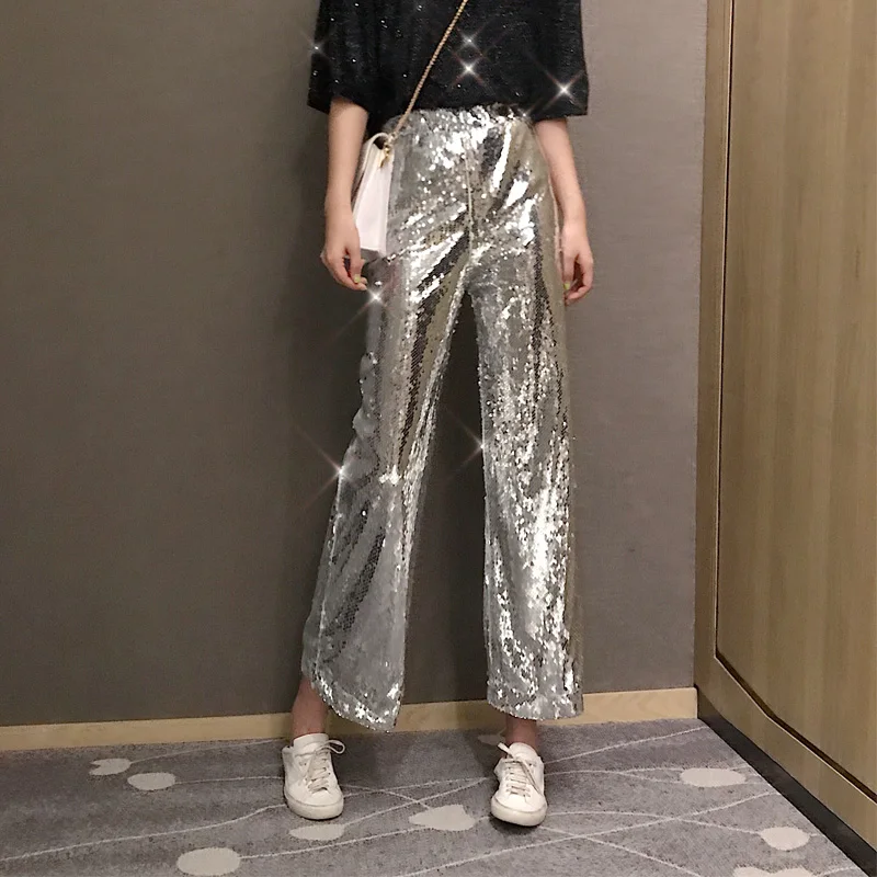 Sequins Bling Bling Shine Silver Metallic Loosen Trousers Teenagers Dance Heap Music Festival Hip Hop Rock Long P
Sequins Bling Bling Shine Silver Metallic Loosen Trousers Teenagers Dance Heap Music Festival Hip Hop Rock Long P