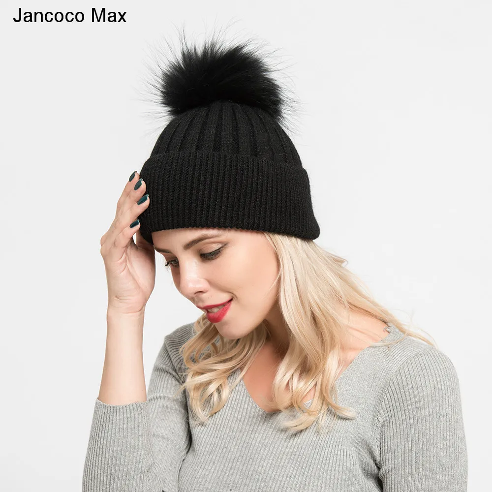 Jancoco Max Real Raccoon Fur Pompom Beanies Women's Fashion Style Real Cashmere Hat Winter Warm Casual Caps S7154
Jancoco Max Real Raccoon Fur Pompom Beanies Women's Fashion Style Real Cashmere Hat Winter Warm Casual Caps S7154