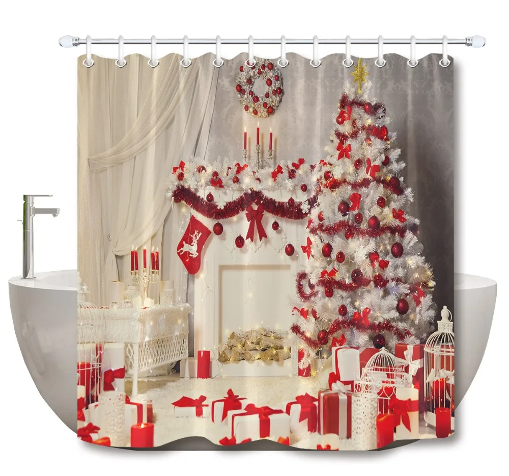 LB White Xmas Tree Fireplace Shower Curtain Christmas Room Interior With Mat Set Luxury Bathroom Fabric For Art Bathtub Decor
LB White Xmas Tree Fireplace Shower Curtain Christmas Room Interior With Mat Set Luxury Bathroom Fabric For Art Bathtub Decor