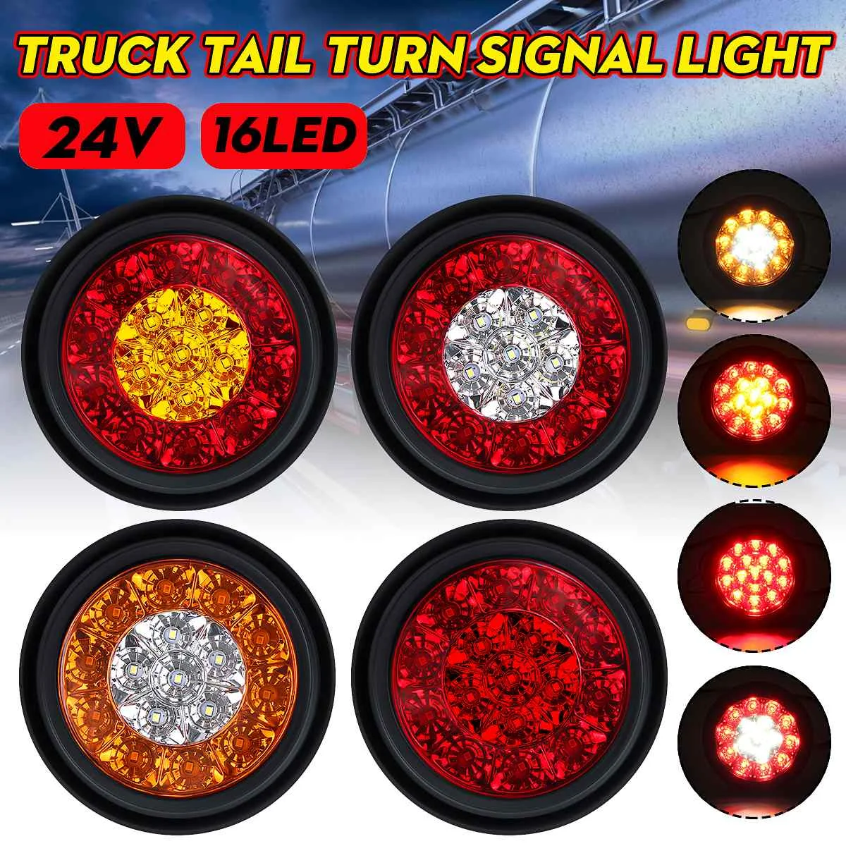 2X Car Round LED Amber Red Taillights 16LED 12V Stop Brake Running Reverse Backup Light For Truck Trailer Lorry
2X Car Round LED Amber Red Taillights 16LED 12V Stop Brake Running Reverse Backup Light For Truck Trailer Lorry