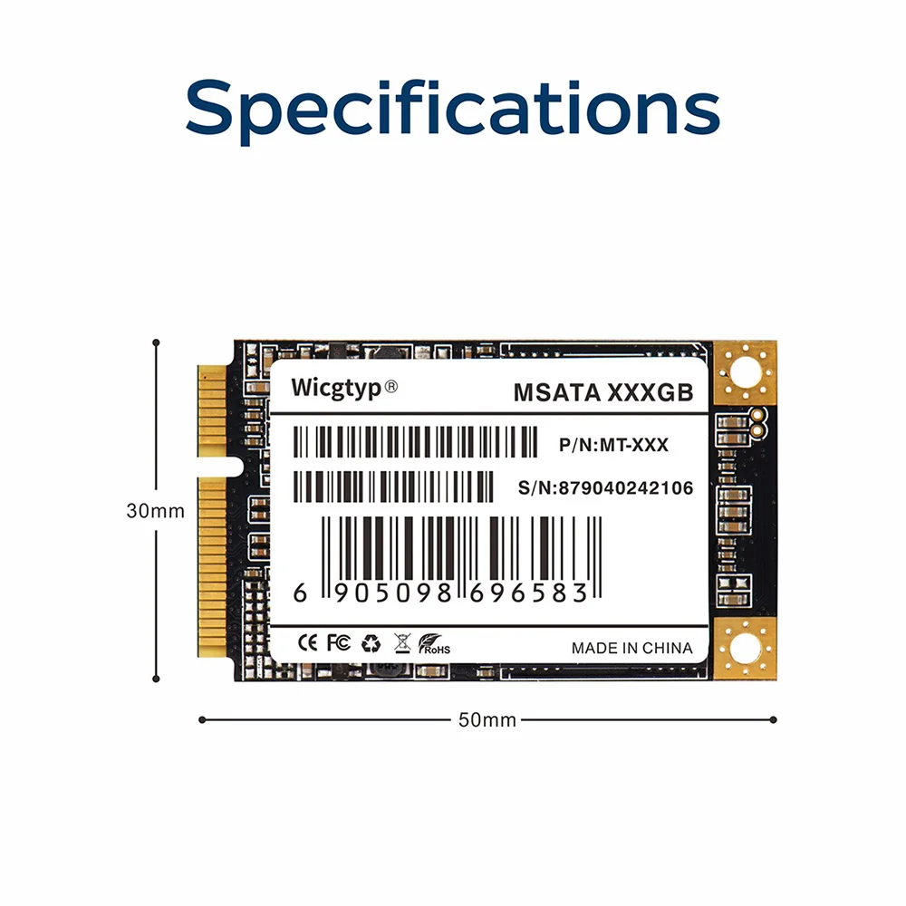 Wicgtyp mSATA SSD SATA3 III 6 ГБ/сек. SATA II 128 ГБ HD твердотельный диск все сигналы PCFor Thinkpad для DELL