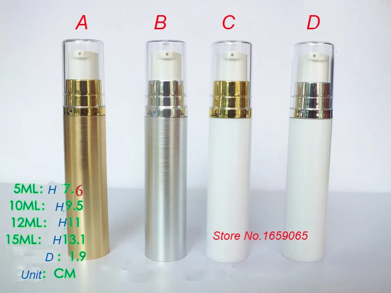 5ML white mouth airless pump lotion vacuum bottle w white /silver/gold collar & clean lid f serum lotion COSMETIC packing
5ML white mouth airless pump lotion vacuum bottle w white /silver/gold collar & clean lid f serum lotion COSMETIC packing