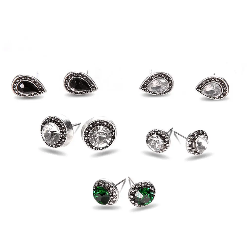Trendy Jewelry Dazzling green White Black Crystal Bohemian 5 Pairs/Set Pretty Stud Earrings Women Jewelry Dazzling Water Drop
Trendy Jewelry Dazzling green White Black Crystal Bohemian 5 Pairs/Set Pretty Stud Earrings Women Jewelry Dazzling Water Drop