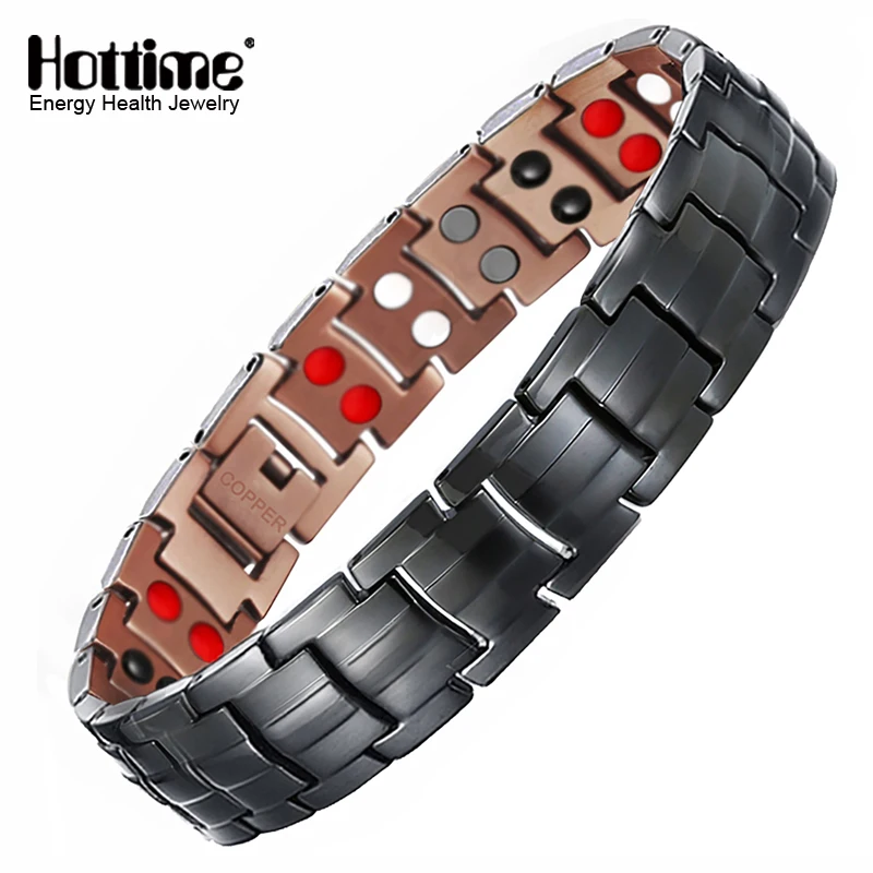 Магнитный браслет Hottime из 99.95% чистой меди и для мужчин двойной ряд с