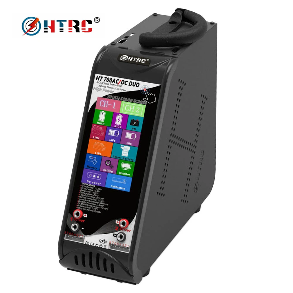 HTRC HT700 DUO AC/DC 1-8s Lion/LiPo зарядное устройство 350 Вт * 2 20A двойной порт 4 3 "сенсорный