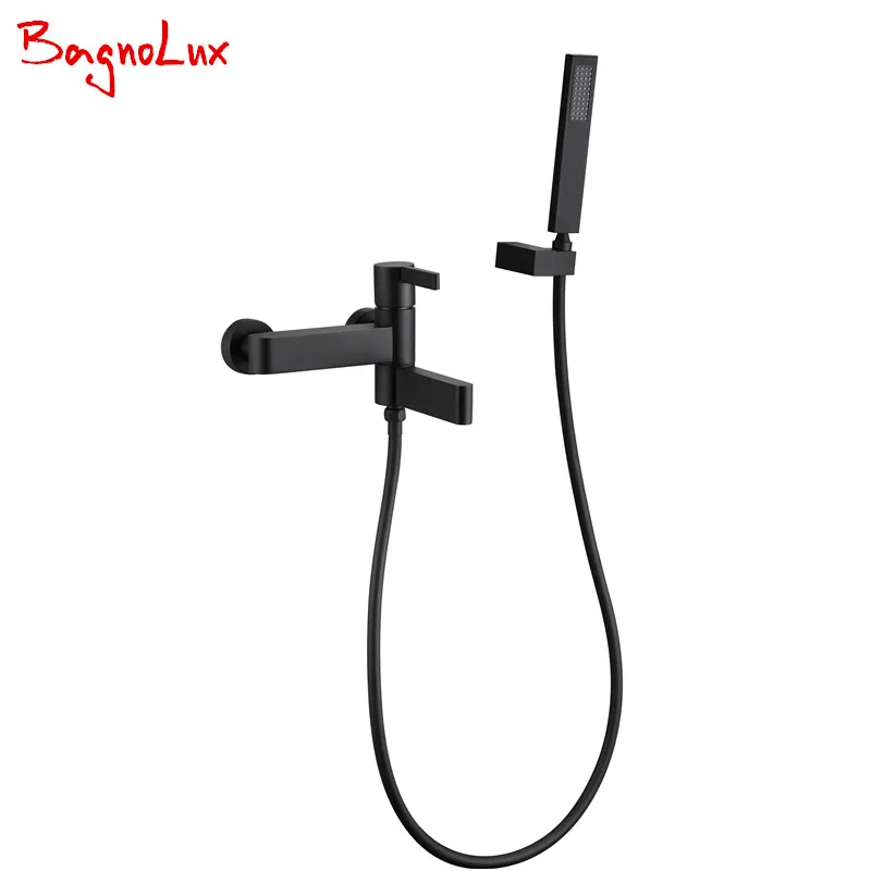 Bagnolux Wholesale Super High Quality Wall Mounted Matt Black Crane Bathtub Faucet With Swivel Spout & Hand Shower Set 170606-2
Bagnolux Wholesale Super High Quality Wall Mounted Matt Black Crane Bathtub Faucet With Swivel Spout & Hand Shower Set 170606-2
