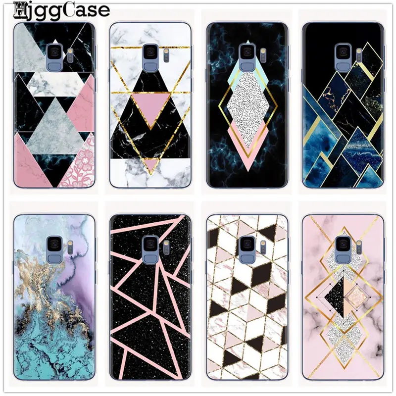 Геометрический мраморный чехол для Samsung Galaxy S6 S7 Edge S8 S9 S10 Plus A5 2017 A520 A7 J4 J6 A6 A8 2018