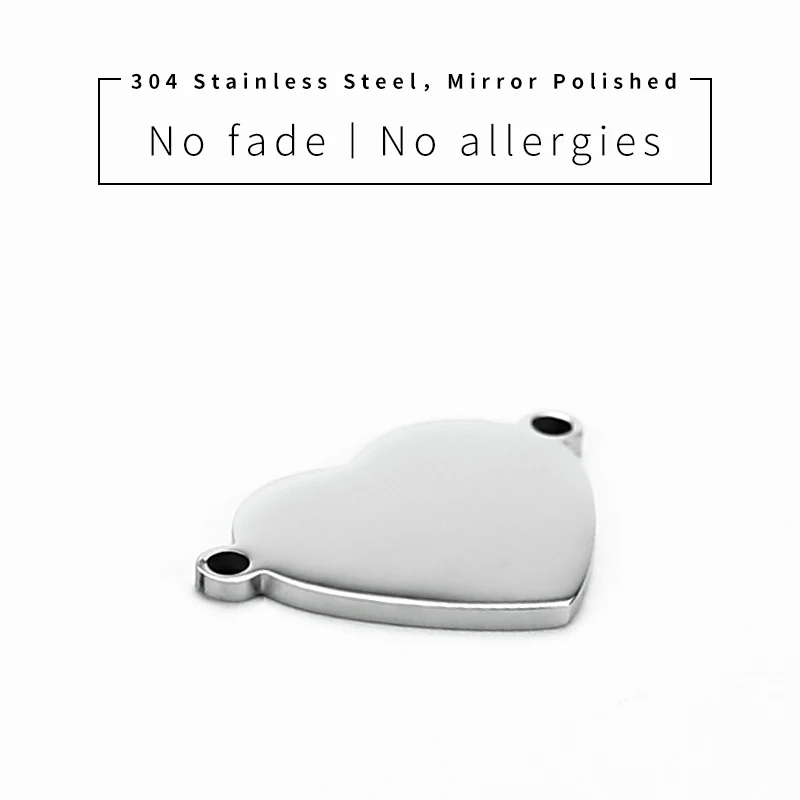 100% Stainless Steel Blank Heart Ear Tags Charm 2 Hole Connector Pendant High Polished Wholesale 50pcs
100% Stainless Steel Blank Heart Ear Tags Charm 2 Hole Connector Pendant High Polished Wholesale 50pcs