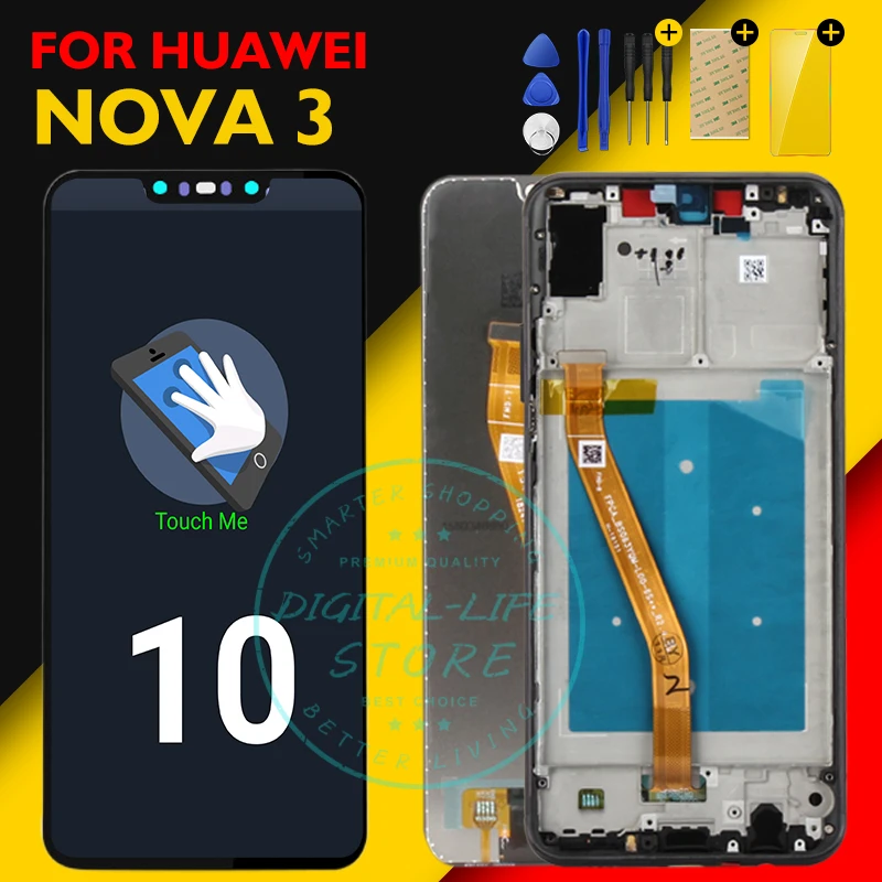 Оригинальный экран для Huawei nova 3 ЖК дисплей 10 дюймов сенсорная панель Замена nova3 с