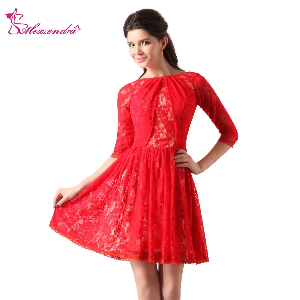 Alexzendra Red Lace A Line Mini Prom Dresses with Sleeves Simple Party Dresses Plus Size
Alexzendra Red Lace A Line Mini Prom Dresses with Sleeves Simple Party Dresses Plus Size
