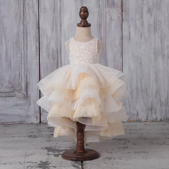 Lovely Champagne Flower Girl Dresses For Wedding Sheer Neck Tulle Junior Pageant Gown Birthday Dress For Girls
Lovely Champagne Flower Girl Dresses For Wedding Sheer Neck Tulle Junior Pageant Gown Birthday Dress For Girls