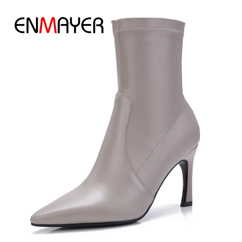 ENMAYER Genuine Leather Basic Slip-On Thin Heels Ankle Winter Boots Women Botas Mujer Invierno Size34-40 ZYL1861
ENMAYER Genuine Leather Basic Slip-On Thin Heels Ankle Winter Boots Women Botas Mujer Invierno Size34-40 ZYL1861