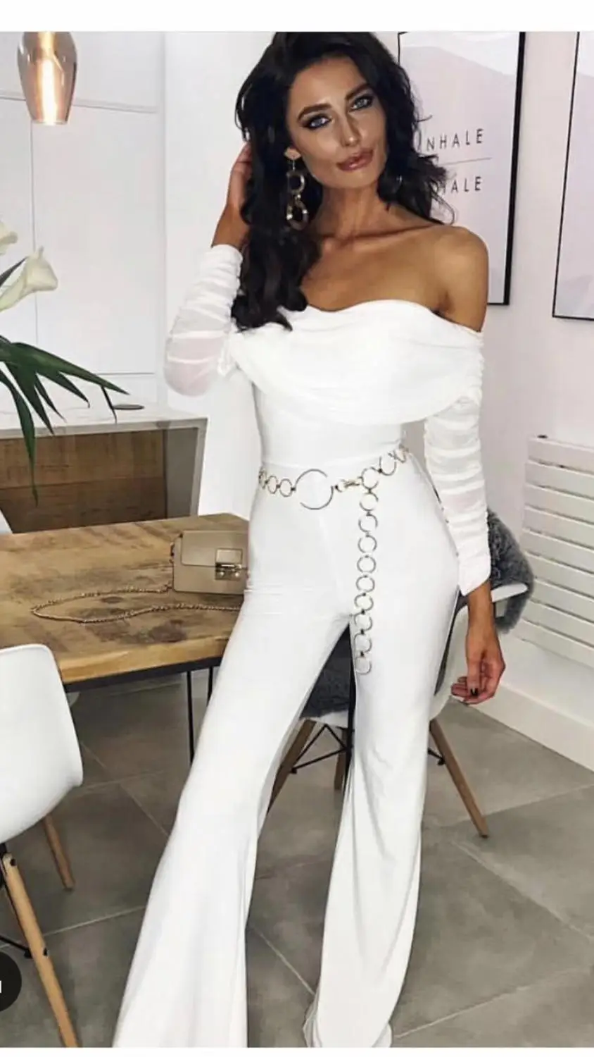 2019 NEW Women white Strapless long sleeve jumpsuits Bodycon Celebrity evening Party Bandage jumpsuits wholesale
2019 NEW Women white Strapless long sleeve jumpsuits Bodycon Celebrity evening Party Bandage jumpsuits wholesale