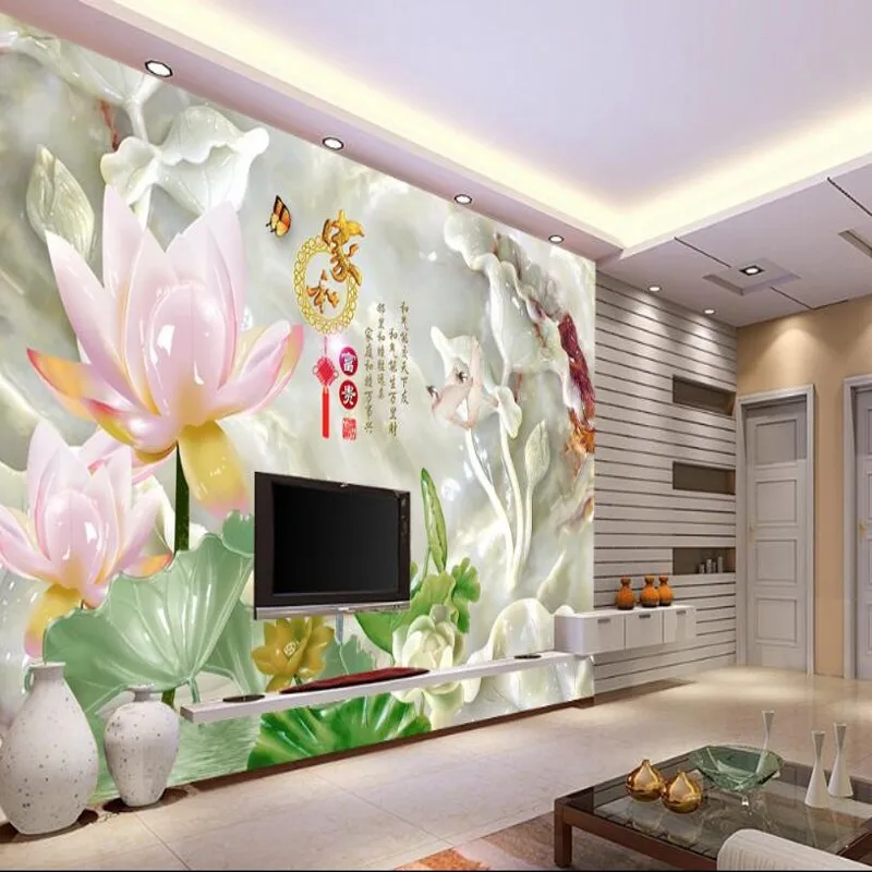 beibehang Large custom HD wallpaper with jade carving lotus and rich living room TV background home decoration
beibehang Large custom HD wallpaper with jade carving lotus and rich living room TV background home decoration
