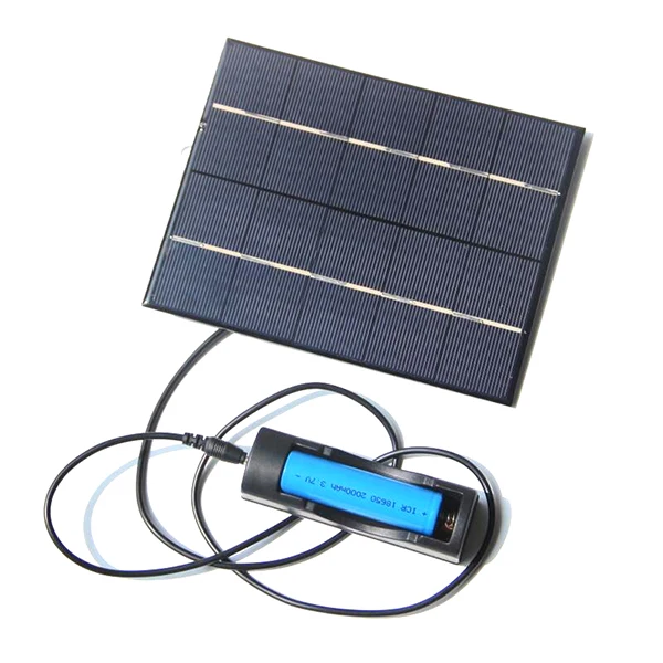 Новый 3 5 W 5V Панели Солнечные с DC35MM база для 18650 Перезаряжаемые Батарея + USB Выход