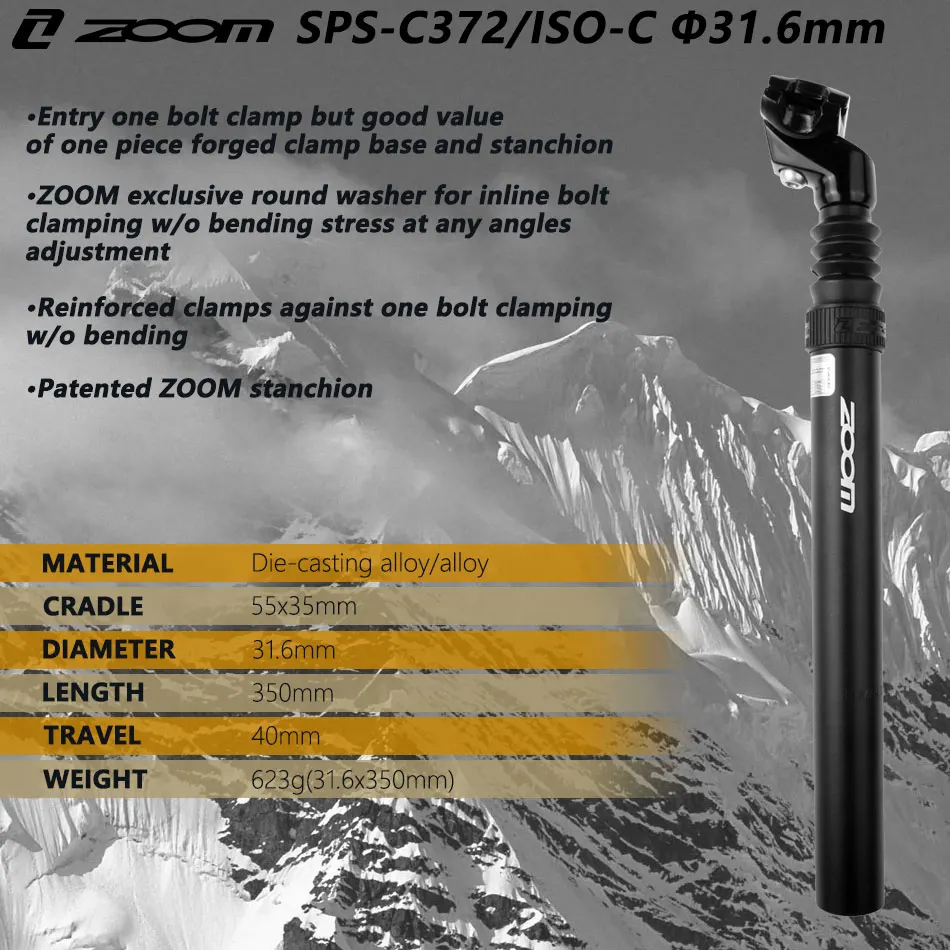 ZOOM seatpost 27.2/30.9/31.6mm X350mm Suspension Damper seat post Mountain bike Bicycle Seat post mtb Bike Parts
ZOOM seatpost 27.2/30.9/31.6mm X350mm Suspension Damper seat post Mountain bike Bicycle Seat post mtb Bike Parts