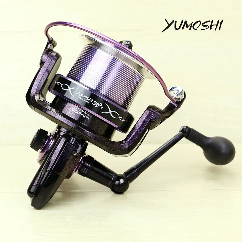 Рыболовная катушка YUMOSHI AF8000 14 шарикоподшипников 13 + 1BB меняющая цвет передаточное