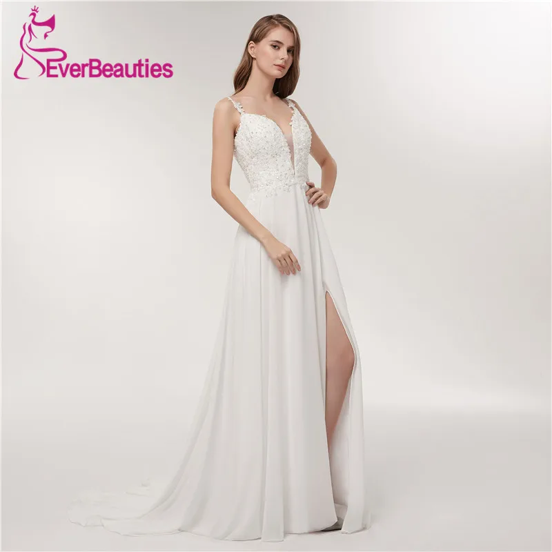 Spaghetti Strap Beach Wedding Dresses 2020 Deep V-Neck Bridal Gown Simple White Chiffon Backless Custom Made Vestido De Noiva
Spaghetti Strap Beach Wedding Dresses 2020 Deep V-Neck Bridal Gown Simple White Chiffon Backless Custom Made Vestido De Noiva