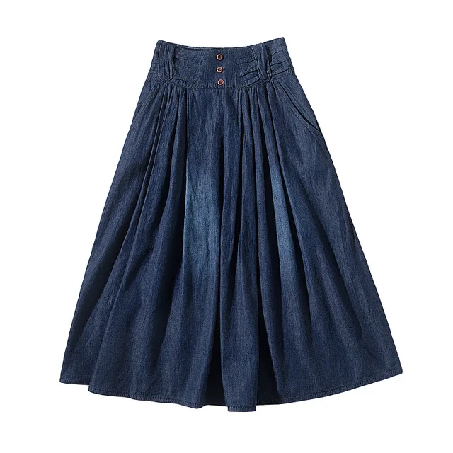 Fashion original brand high waist women's denim long skirt deep stitching blue extra large size half-length denim pleated skirt
Fashion original brand high waist women's denim long skirt deep stitching blue extra large size half-length denim pleated skirt