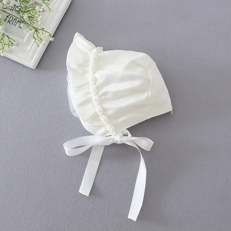 

Baby Girls Hats Toddler White Bonnet Party Birthday Hat Newborn Summer Beanies Christening Ball Gown Baptism Hats