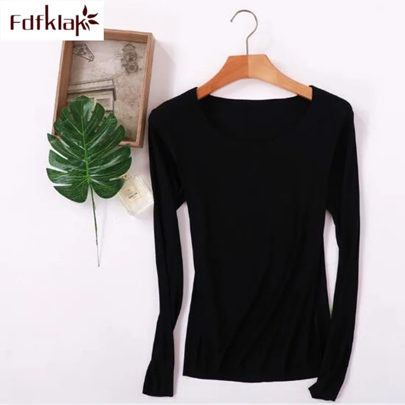 Fdfklak Casual new female T-shirt long sleeve modal cotton t shirt women spring autumn bottoming shirt knitted women's top
Fdfklak Casual new female T-shirt long sleeve modal cotton t shirt women spring autumn bottoming shirt knitted women's top