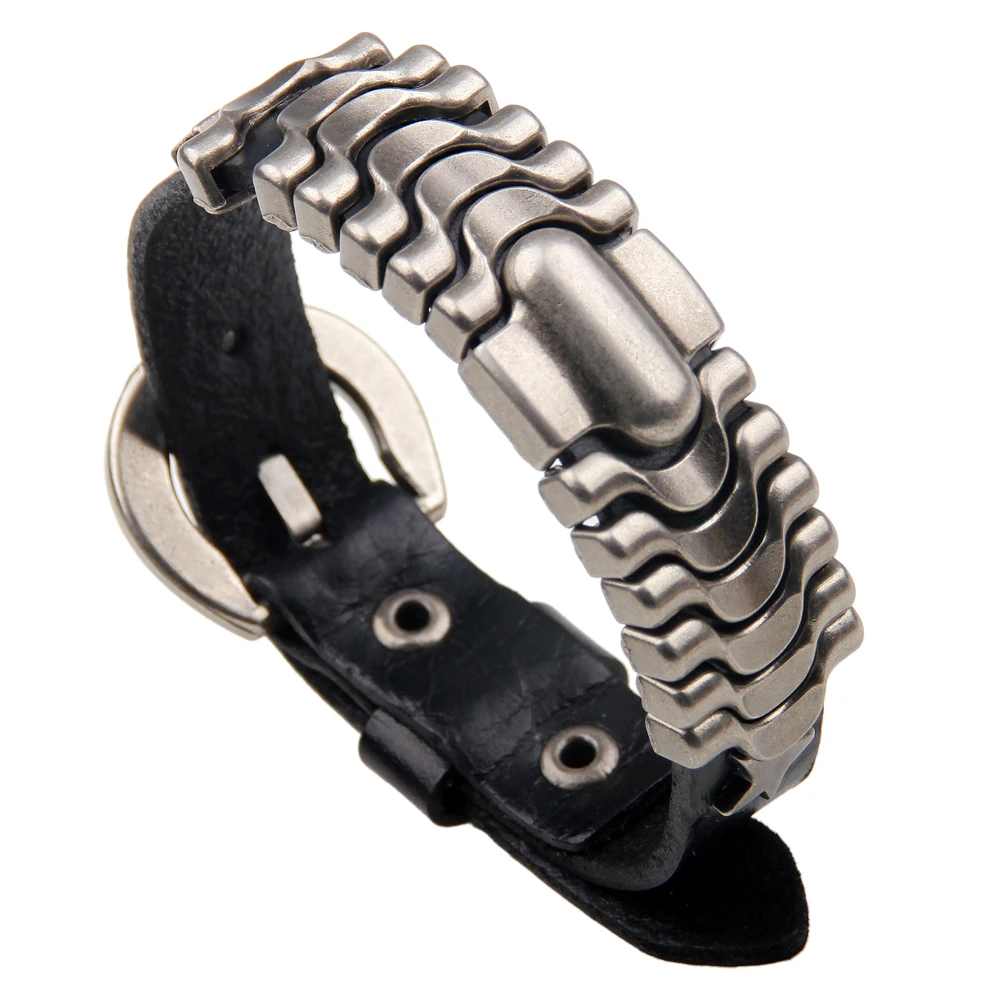 Fashion Sliver Metal Leather Bracelet for Man Trendy Adjustable Bracelets Bangles Black Brown Punk Rock Bangles Jewelry
Fashion Sliver Metal Leather Bracelet for Man Trendy Adjustable Bracelets Bangles Black Brown Punk Rock Bangles Jewelry