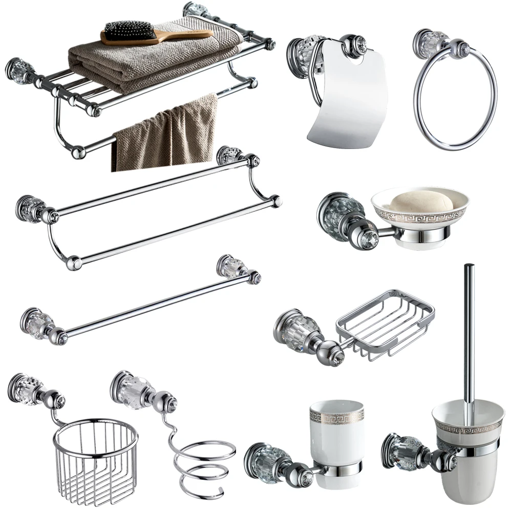 Chrome Wall Mounted Tolet Paper Holder Crystal Brass Soap Dish Ceramic Bathroom Accessories Silver Bathroom Hardware Set
Chrome Wall Mounted Tolet Paper Holder Crystal Brass Soap Dish Ceramic Bathroom Accessories Silver Bathroom Hardware Set