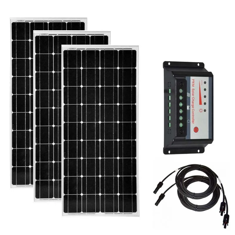 Фото Комплект солнечных батарей Panneau Solaire 100 Вт 12 В 3 шт. солнечные панели 300 контроллер