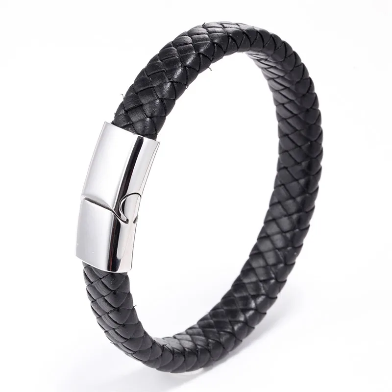 2019 Direct Selling Bileklik Pulseira Feminina Masculina Luxury Leather Steel Bracelet Men's Charm Magnetic Buckle | Украшения и