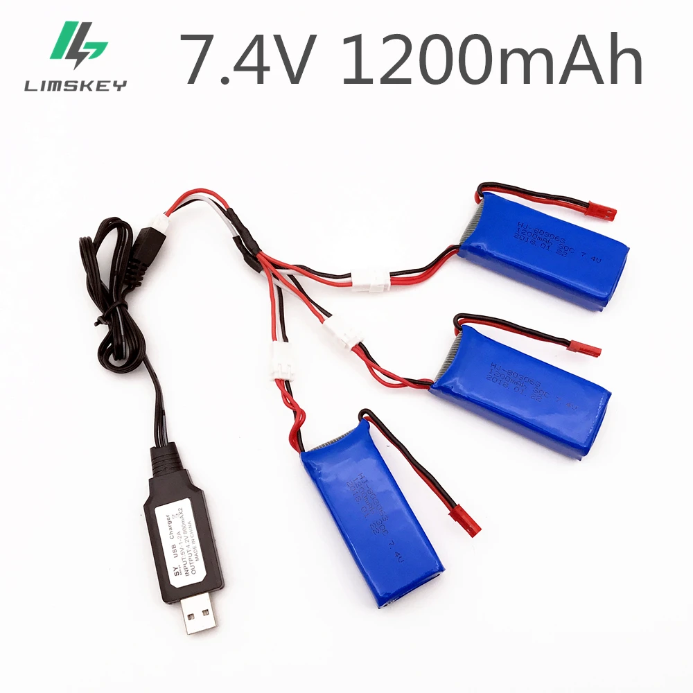 Зарядное устройство USB 3 в 1 7 4 В 1200 мА · ч кабель для YiZhan Tarantula X6 MJX X101 X102h X1 H16 WLtoys V666
