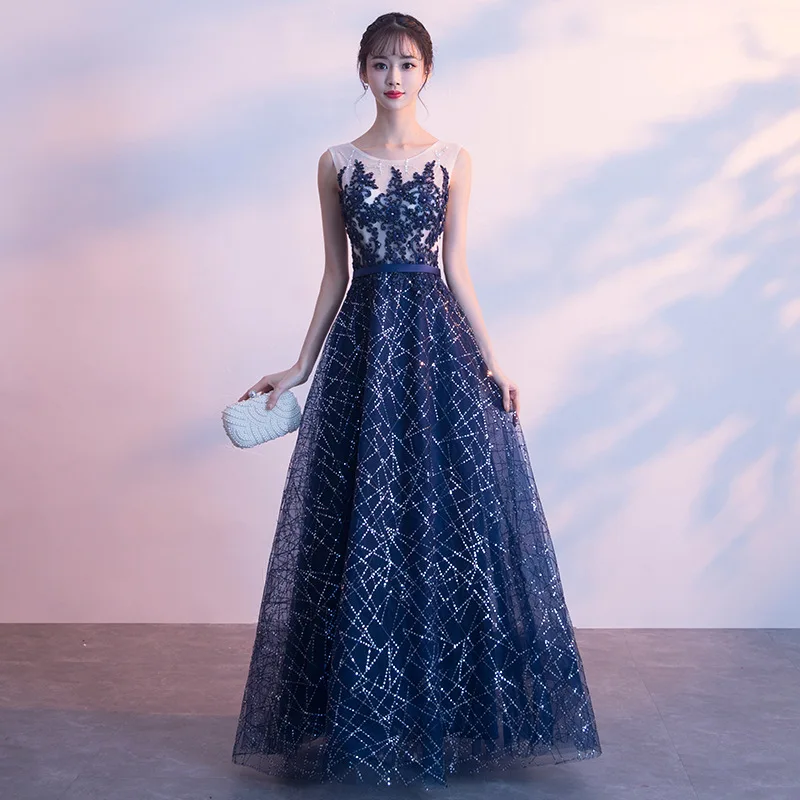 Hot 2020 new evening dress banquet host starry evening dress sleeveless long evening dress female
Hot 2020 new evening dress banquet host starry evening dress sleeveless long evening dress female
