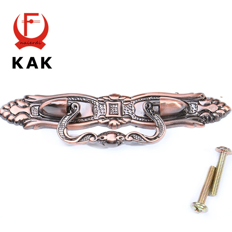 Красные и бронзовые винтажные ручки для кухонного шкафа 11х2 см домашнего ящика