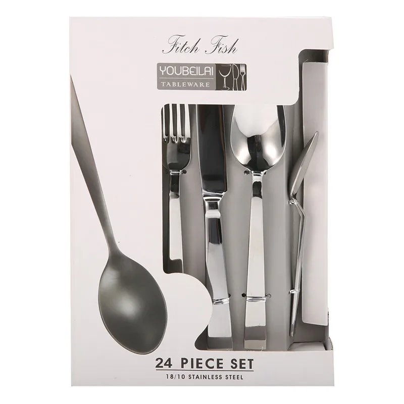 24Pcs/Set High-end Flatware Set Stainless Steel Steak Knifes Dinner Forks Spoons Dinnerware Kit Gift New Arrival
24Pcs/Set High-end Flatware Set Stainless Steel Steak Knifes Dinner Forks Spoons Dinnerware Kit Gift New Arrival