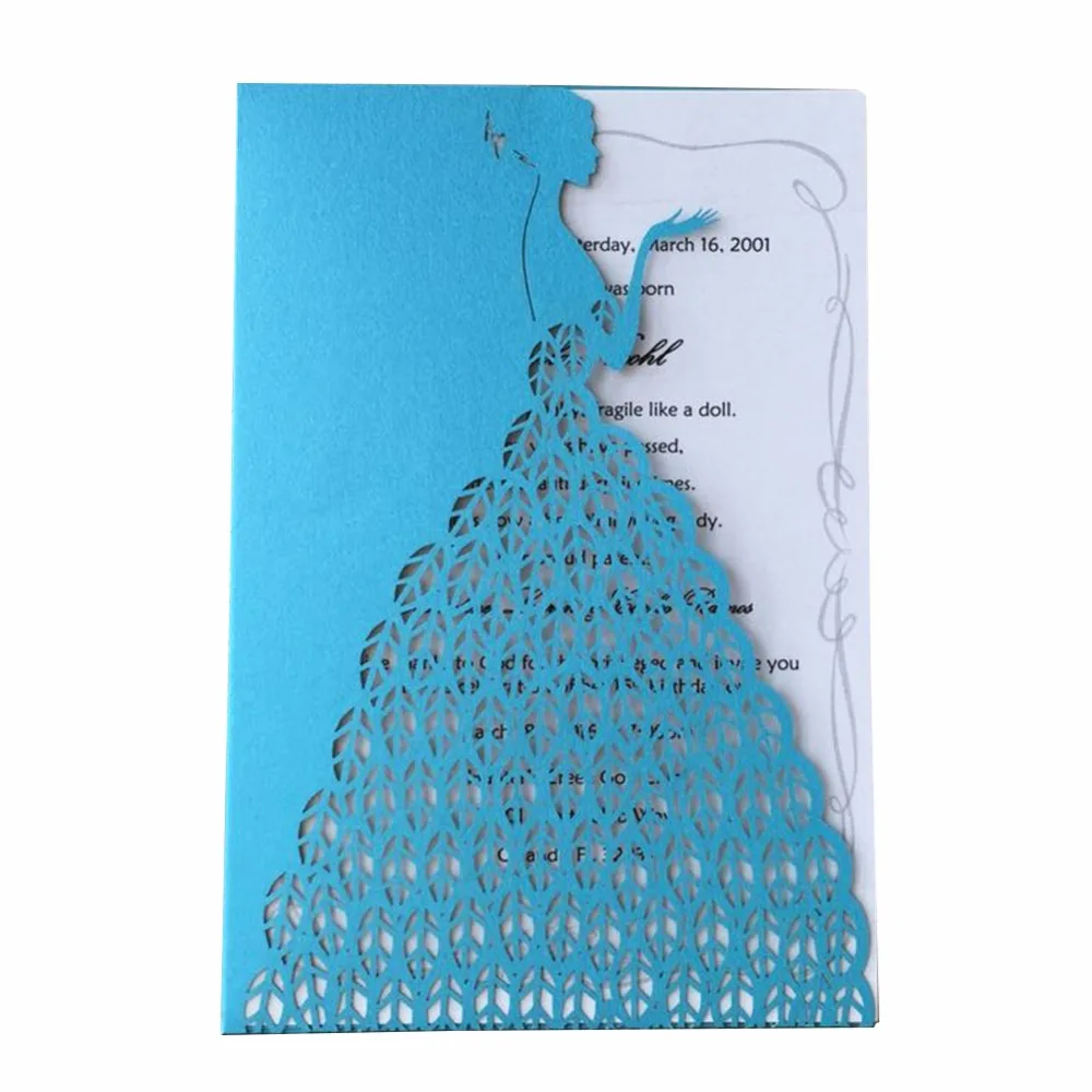 50pcs New Delicate Pretty Design Event Birthday Engagement Party Wedding Invitation Cards Girl's Adult Ceremony with envelop