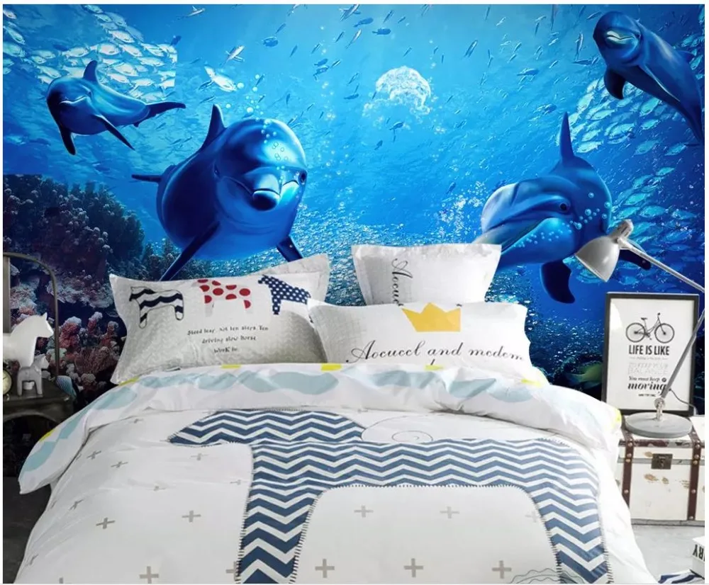 Custom photo wallpaper for walls 3 d wall murals Beautiful dolphins underwater world 3D sea TV background wall papers home decor
Custom photo wallpaper for walls 3 d wall murals Beautiful dolphins underwater world 3D sea TV background wall papers home decor