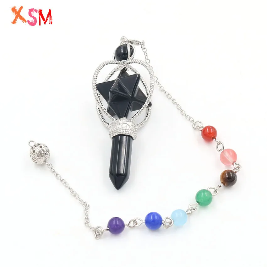 xinshangmie Rotary MerKaba Natural Black Agates Hexagonal Prism 7 Chakra Chain Reiki Pendulum MerKabah Pendant Charms Jewelry
xinshangmie Rotary MerKaba Natural Black Agates Hexagonal Prism 7 Chakra Chain Reiki Pendulum MerKabah Pendant Charms Jewelry