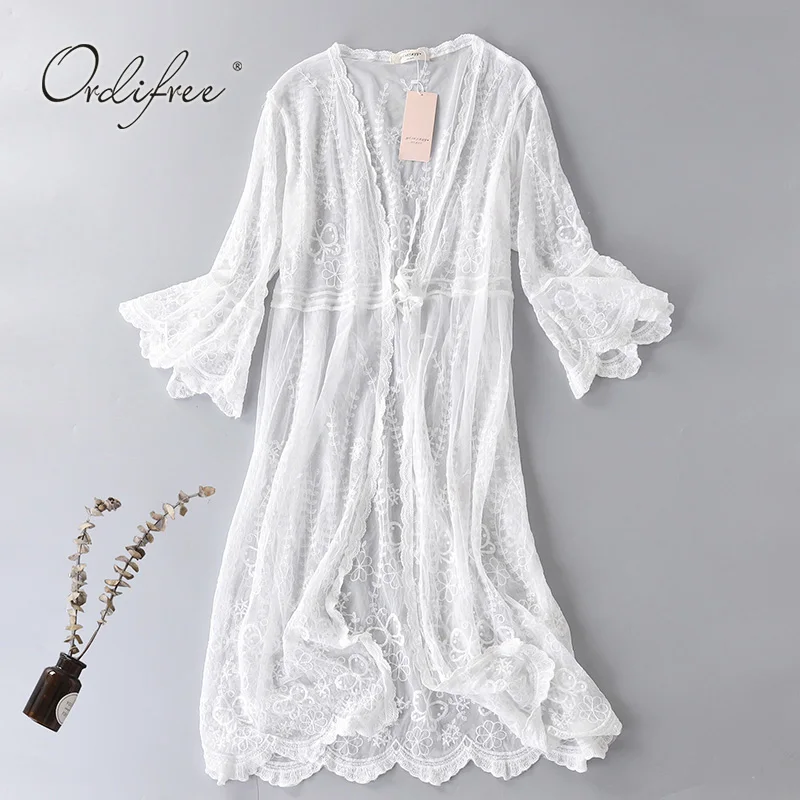 Ordifree 2020 Summer Women Long Cardigan Sexy Transparent Blouse White Lace Maxi Cardigan Coat Outwear
Ordifree 2020 Summer Women Long Cardigan Sexy Transparent Blouse White Lace Maxi Cardigan Coat Outwear