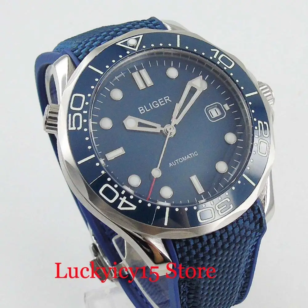 BLIGER Band Luxury Mechanical Automatic Men's Watch With Date Window 41mm Wristwatch Blue Rubeer Strap Blue Smooth Dial
BLIGER Band Luxury Mechanical Automatic Men's Watch With Date Window 41mm Wristwatch Blue Rubeer Strap Blue Smooth Dial