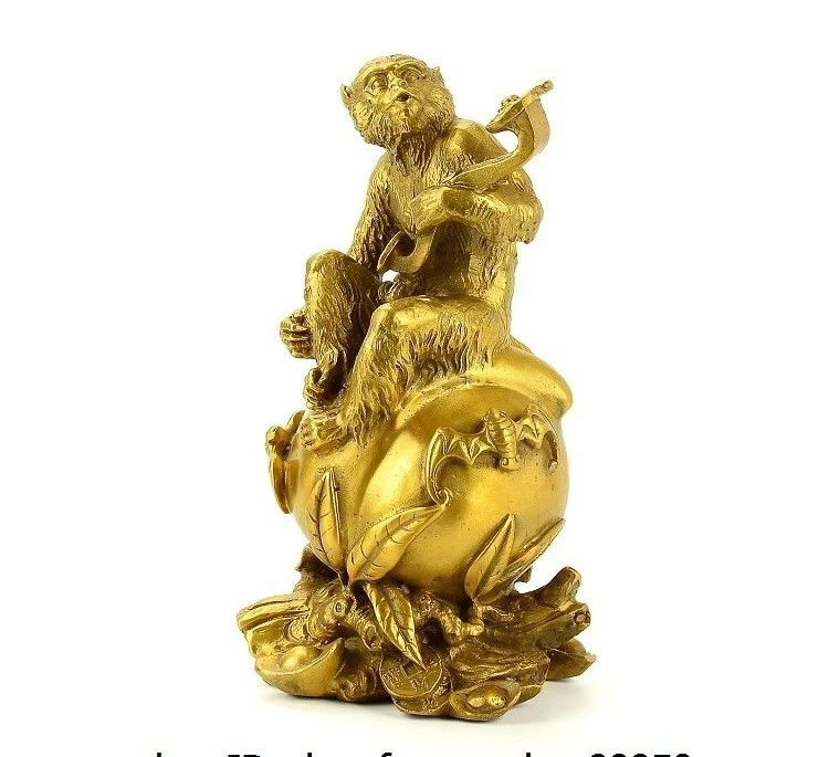 China Brass Copper Zodiac Yuanbao Wealth Money Fu Bat Ruyi Monkey Peaches Statue
China Brass Copper Zodiac Yuanbao Wealth Money Fu Bat Ruyi Monkey Peaches Statue