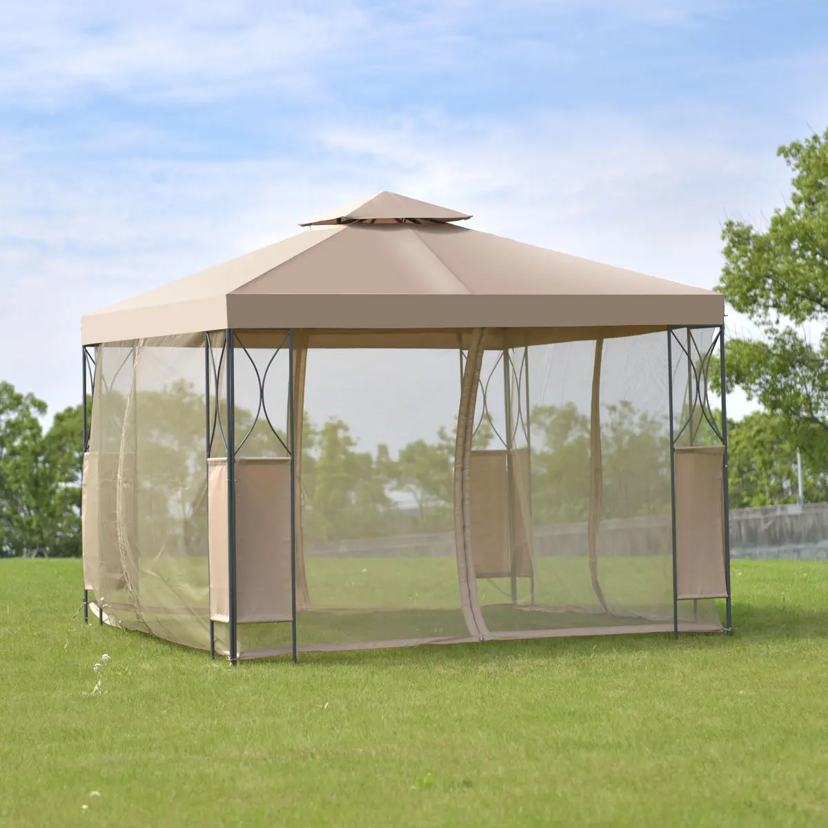 Goplus 2 х уровневые 10 'X10 'Gazebo навес тент укрытие Сталь рамка садового сарая патио