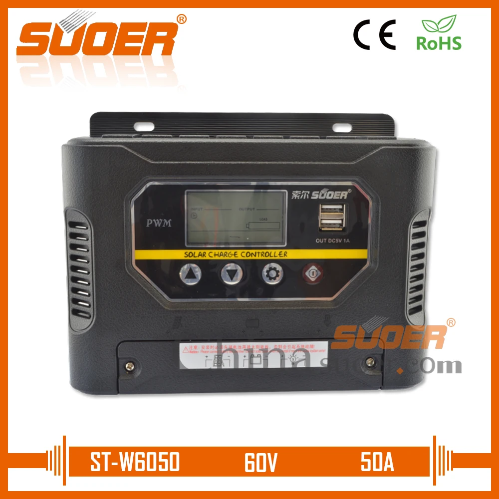 Suoer 60V solar panel charge controller 50A auto intelligence solar charge controller(ST-W6050)
Suoer 60V solar panel charge controller 50A auto intelligence solar charge controller(ST-W6050)