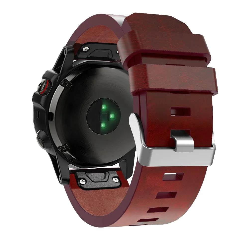 Ремешок кожаный для Garmin Fenix 5X/5X Plus быстросъемный браслет наручных часов