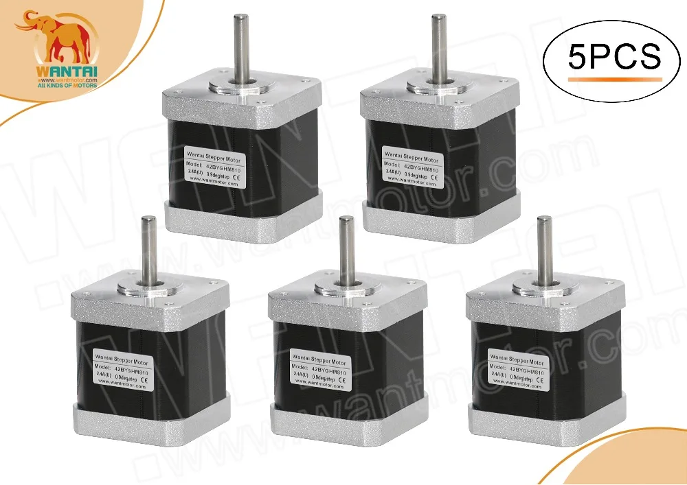 (EU Ship & fast) 5 PCS wantai 42BYGHM810,Nema 17 Stepper Motor 4200g.cm,2.4A, 0.9degree,3D Reprap Makebot Printer, Robot
(EU Ship & fast) 5 PCS wantai 42BYGHM810,Nema 17 Stepper Motor 4200g.cm,2.4A, 0.9degree,3D Reprap Makebot Printer, Robot