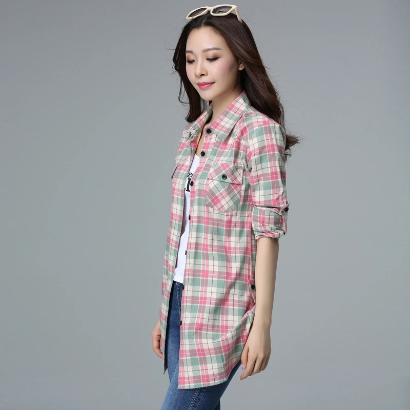 New Spring Cotton Sanded In Long DBlusas Long Sleeved Plaid Shirt Combed Cotton Ladies Office Tops Flannel Shirt Plus Size
New Spring Cotton Sanded In Long DBlusas Long Sleeved Plaid Shirt Combed Cotton Ladies Office Tops Flannel Shirt Plus Size