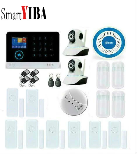 

SmartYIBA APP Control Wireless WIFI 3G WCDMA Home Security Burglar Alarm Systems Video IP Camera Smoke Fire Sensor Detector