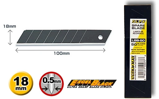OLFA Blade Black Type 18mm / LBB10K LBB-10 LBB-50 PL-1 L-1 L-2 L-3 OL FL CL ML SL-1 EXL XL-2 BN-L BN-AL NOL-1 NL-AL
OLFA Blade Black Type 18mm / LBB10K LBB-10 LBB-50 PL-1 L-1 L-2 L-3 OL FL CL ML SL-1 EXL XL-2 BN-L BN-AL NOL-1 NL-AL