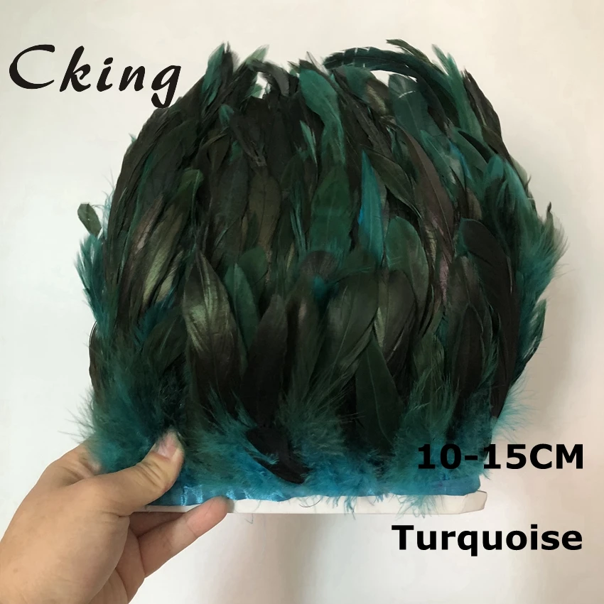 

Cking 10 Meter Quality Chicken Rooster Tail Feather Trims Ribbons 10-15CM 4-6" Strip for Dress Skirt Party Clothing Craft Making