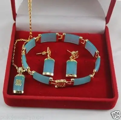 Jewelry Blue jade pendant necklace bracelet earrings Set>> watch wholesale Quartz jade CZ crystal
Jewelry Blue jade pendant necklace bracelet earrings Set>> watch wholesale Quartz jade CZ crystal
