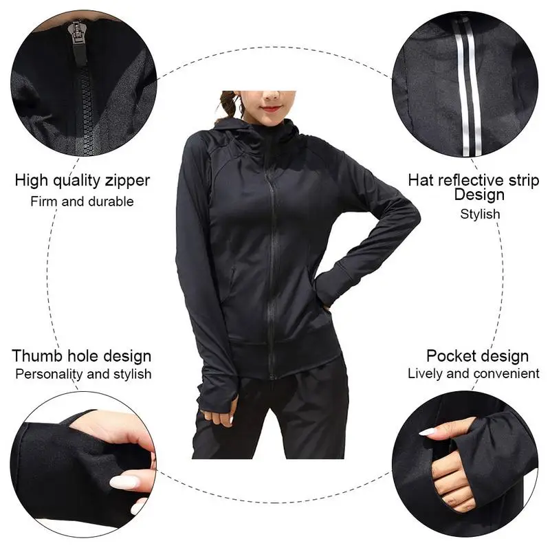 Sports Yoga Fitness Top Reflective Hooded Hooded Long Sleeve Slim Thin Running Joker Stretch Top
Sports Yoga Fitness Top Reflective Hooded Hooded Long Sleeve Slim Thin Running Joker Stretch Top