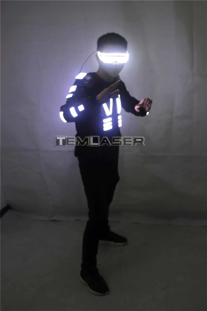 White Color Men Ballroom Dancing luminous LED light Armor Costume Suit DJ Disco Bar Party Event Supply Laser LED Robot suits
White Color Men Ballroom Dancing luminous LED light Armor Costume Suit DJ Disco Bar Party Event Supply Laser LED Robot suits